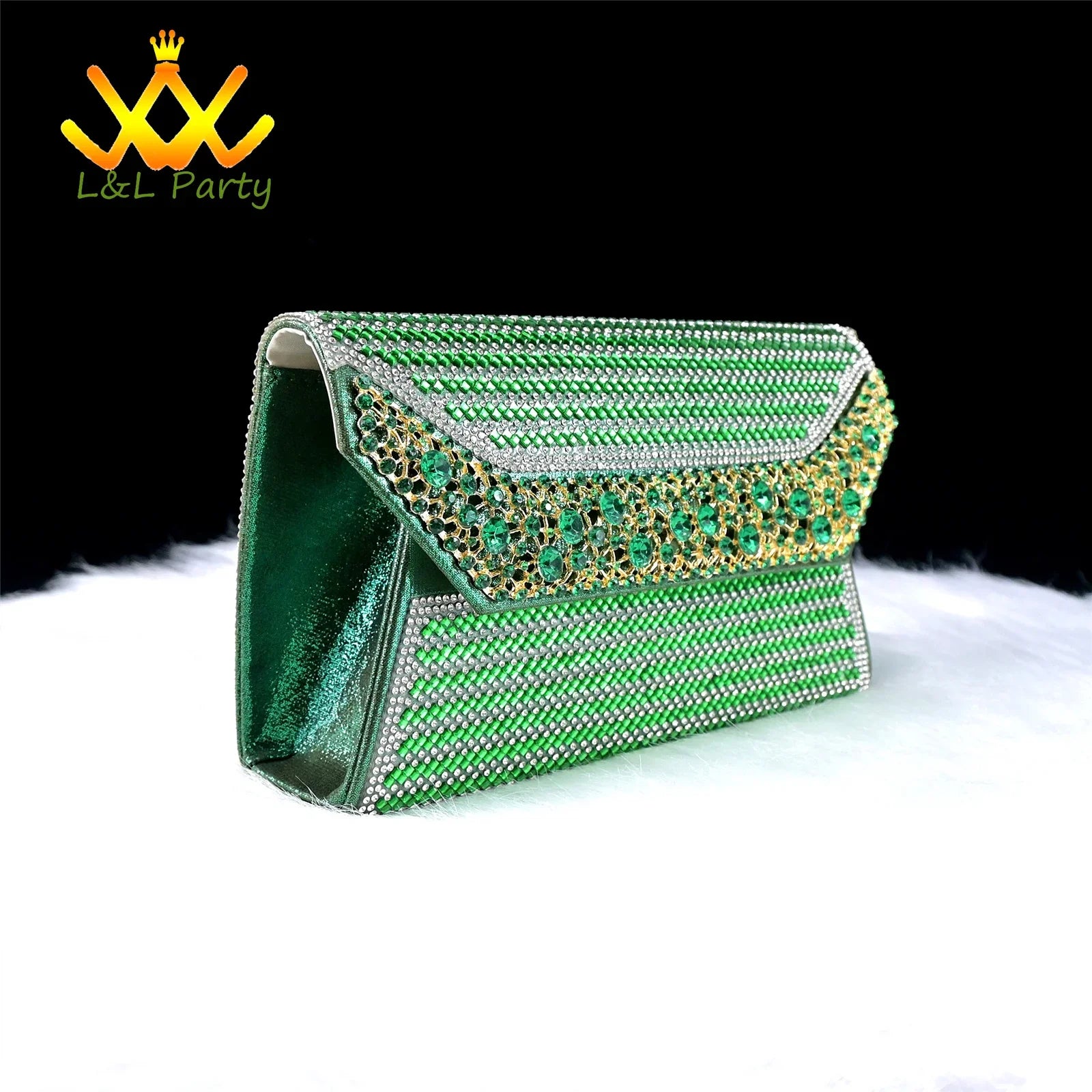 Luxurious high-heeled green platform sandals with crystal embellishments, designed for women who desire style and comfort for parties and elegant gatherings.