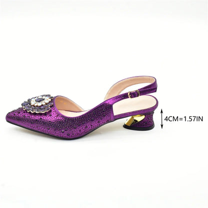 Elegant Italian women's rhinestone pumps in silver with matching bag set, ideal for weddings and parties, size 38-43.