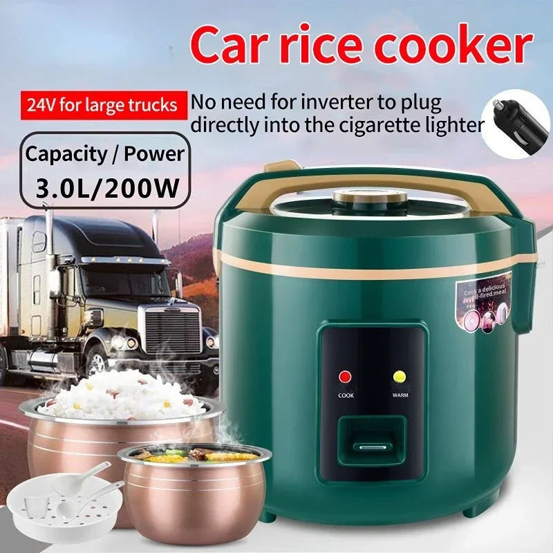Elegant 200W electric rice cooker, ideal for truck drivers, showcasing high-quality materials and superior craftsmanship for a sophisticated cooking experience.