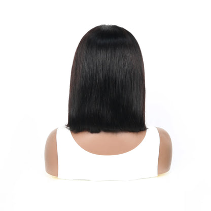 Refined short bob wig made from premium Brazilian hair, featuring a natural straight texture and crafted for comfort and luxury.