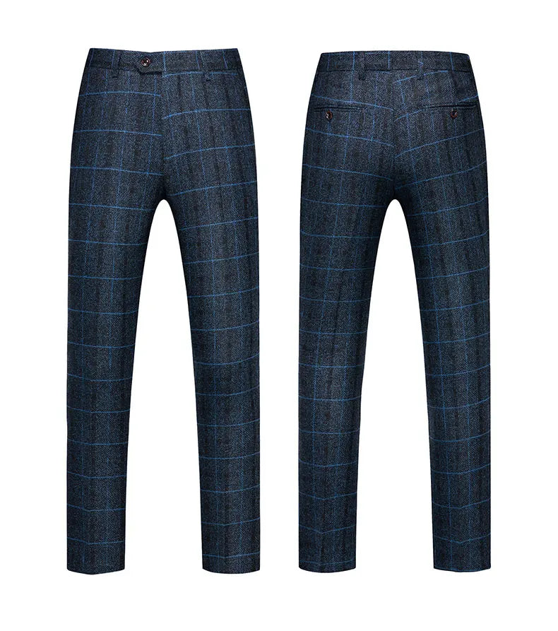 Stylish and sophisticated Men's One Button Suit Set ideal for autumn weddings, crafted from high-quality polyester and viscose blend.