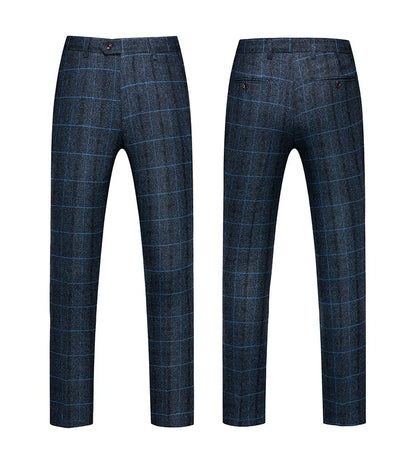 Stylish and sophisticated Men's One Button Suit Set ideal for autumn weddings, crafted from high-quality polyester and viscose blend.