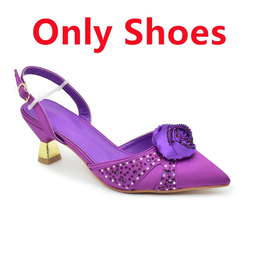 Showcasing the exquisite craftsmanship of women's Italian shoes with a sleek design, perfect for an upscale party look.