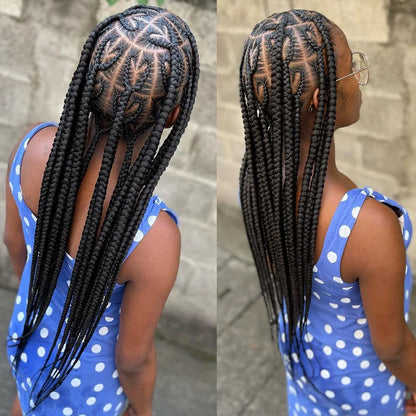 High-quality full lace design of the heart box braids wig, demonstrating its intricate braided texture and lavish finish.