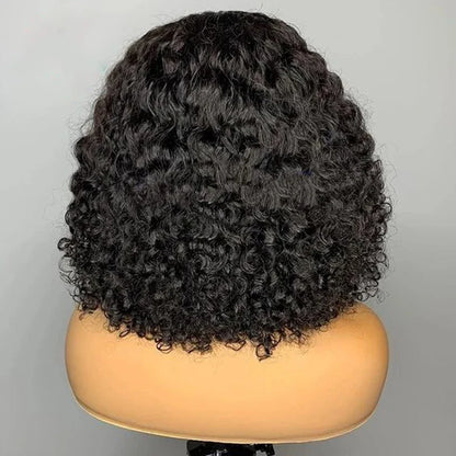 Close-up of the Glueless HD Lace Frontal Bob Wig, highlighting the fine Swiss Lace material and the exquisite water wave texture.
