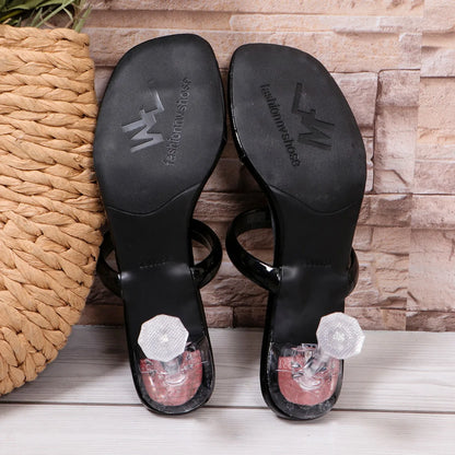 Luxury PU high heel sandals for women, designed with a shallow cut for an elegant and modern look.