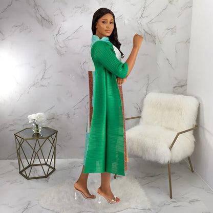 Front view of the exquisite African traditional Dashiki dress with 3/4 sleeves, designed for plus size women, showcasing rich cultural aesthetics.