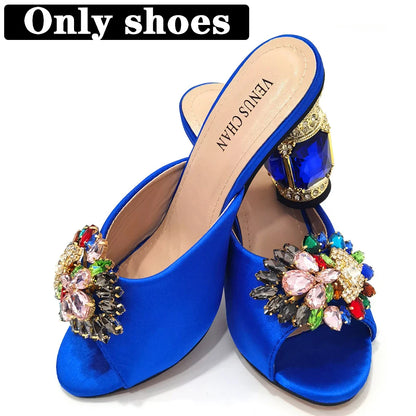 Elegant yellow luxury stiletto heels for women adorned with rhinestones, perfect for evening parties and weddings.