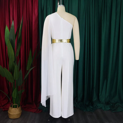 Chic full-length jumpsuit for women featuring a high waist and flowing sleeves, designed for sophistication and style.