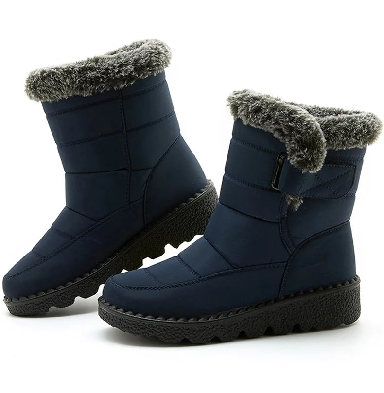 Luxury women's snow boots in a fashionable Korean style, showcasing a beautiful design with a plush interior for ultimate warmth.