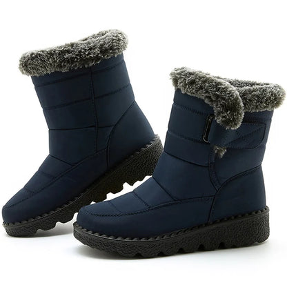 Luxury women's snow boots in a fashionable Korean style, showcasing a beautiful design with a plush interior for ultimate warmth.