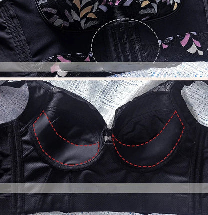 Back view of the Wireless Floral Lace Push Up Bra, highlighting adjustable straps and a comfortable back closure for a perfect fit.