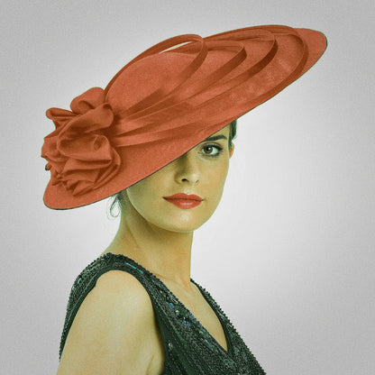 Close-up view of the elegant polyester fascinator hat, highlighting intricate details and luxurious texture suitable for special events.