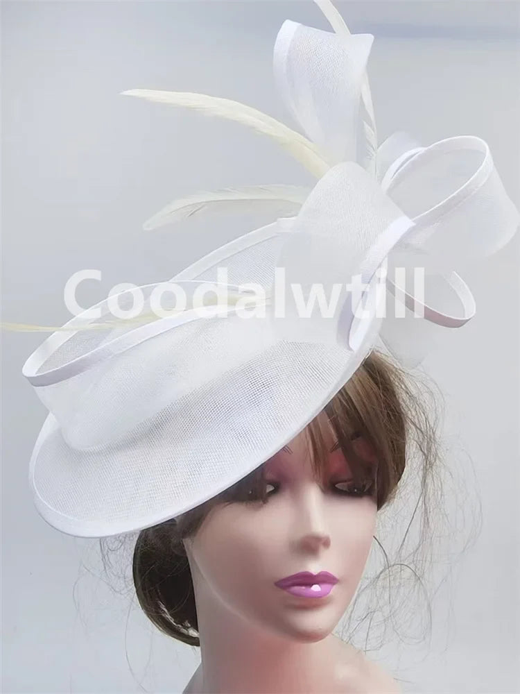 Stylish women's grey fascinator cap, elegantly adorned for glamorous wedding celebrations.