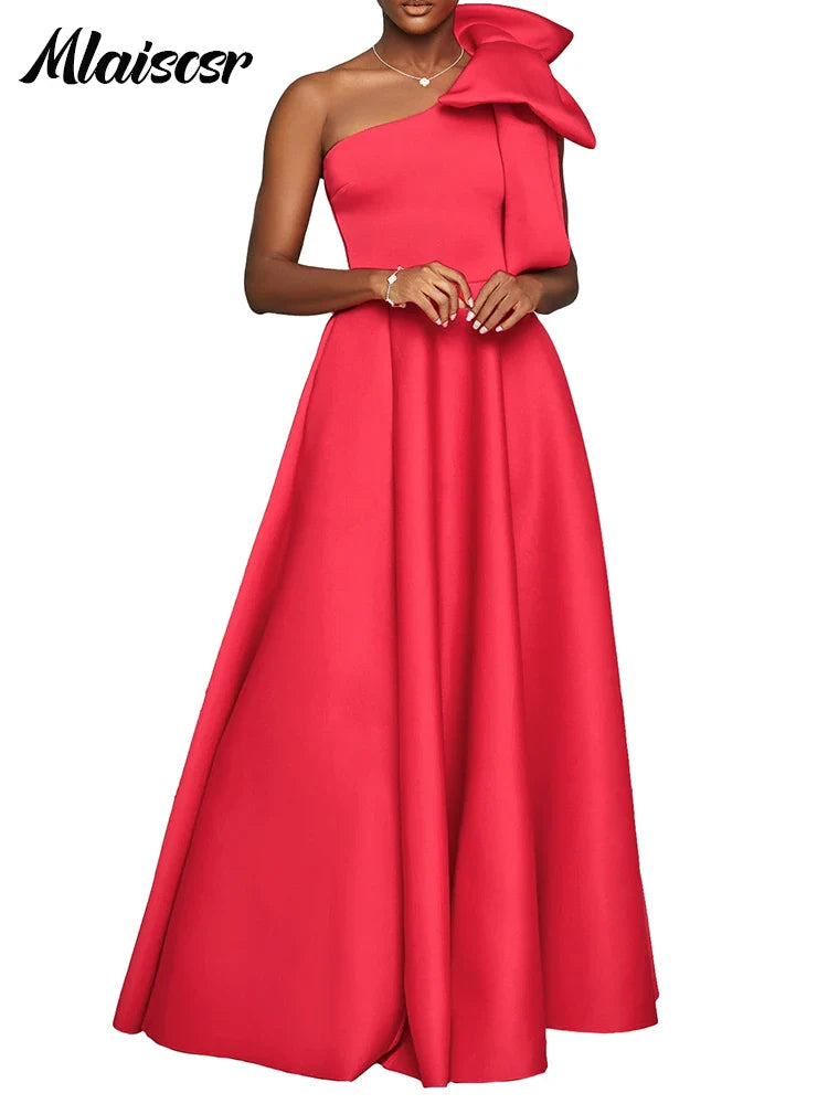 Stunning back view of the Mlaiscsr Women’s Evening Dress, displaying the beautiful craftsmanship and luxurious polyester fabric.