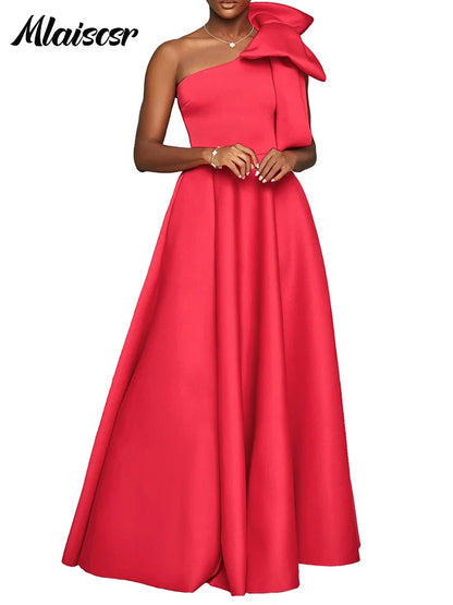 Stunning back view of the Mlaiscsr Women’s Evening Dress, displaying the beautiful craftsmanship and luxurious polyester fabric.