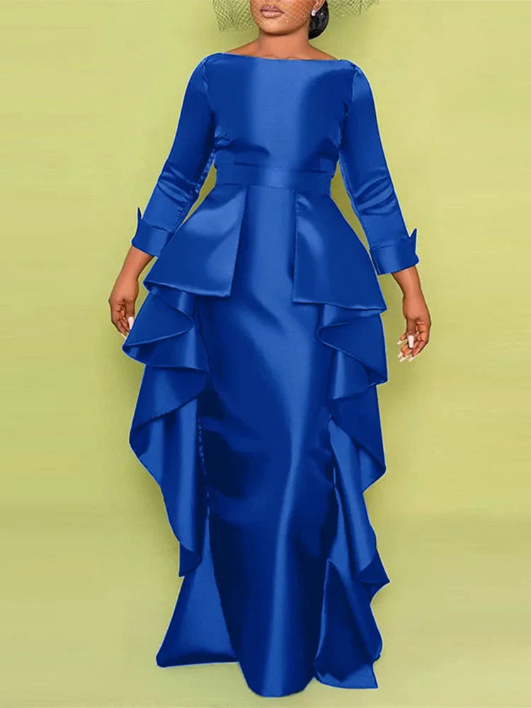 Three-quarter sleeve detail of the Elegant Plus Size Bohemian Maxi Dress by VONDA, highlighting its luxurious fabric and exquisite craftsmanship for plus-size fashion.