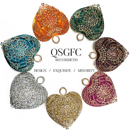 Stylish matching fuchsia shoulder bag set from QSGFC, complemented by a long chain strap, designed for luxury evening events.