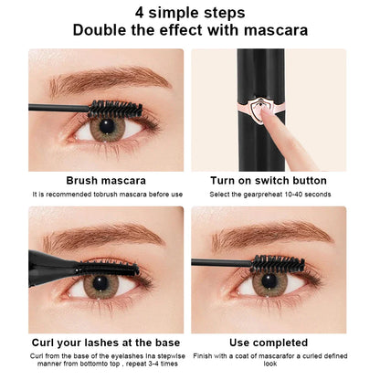 User demonstrating the USB rechargeable eyelash curler, achieving a perfect natural curl for stunning eyes.