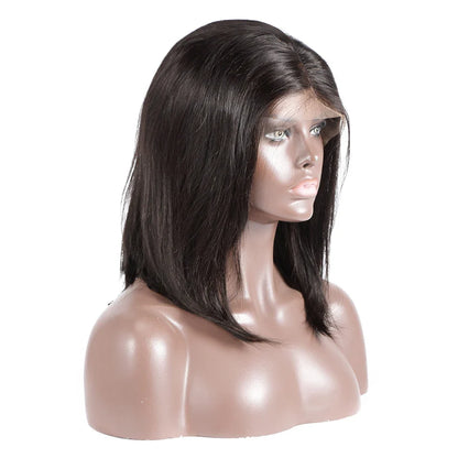 Versatile transparent lace frontal wig in natural black colour, suitable for various hairstyles and occasions, demonstrating comfort and style.