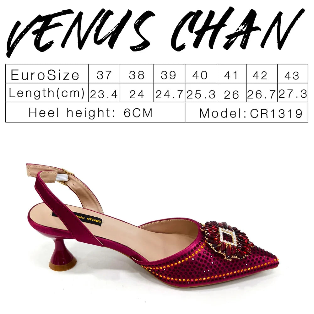 Showcase of a matching shoe and handbag set for women in vibrant mixed colours, designed for fashionable party-goers.