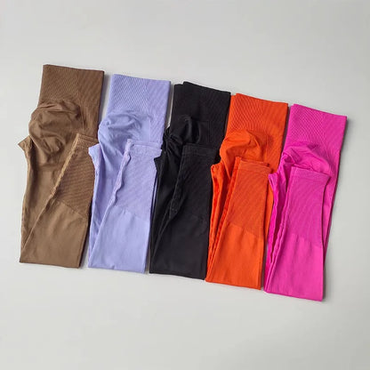 Elegant women's seamless high waist leggings, perfect for yoga and fitness, showcasing a luxurious blend of style and comfort.