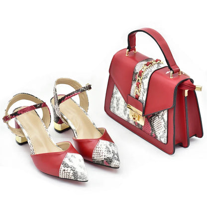 Luxurious Italian women's high heel pumps showcasing a pointed toe design with rhinestone embellishments, complemented by a chic matching handbag.