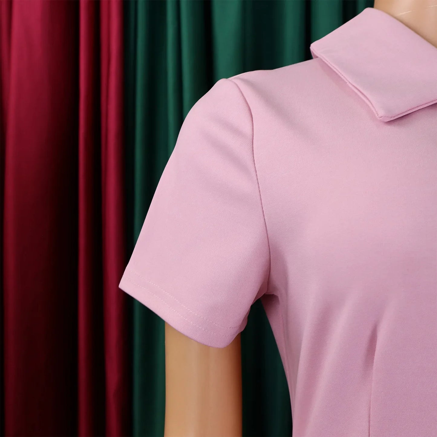 Elegant Women's Pleated A-Line Church Dress with Short Sleeves in a sophisticated design by Hot Trends Area.