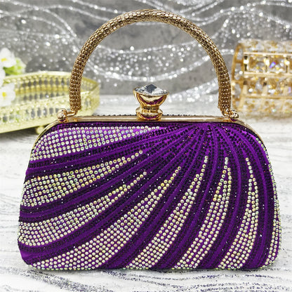 Elegant women's handbag matching the luxury diamond-studded shoes, ideal for parties and high-end events.