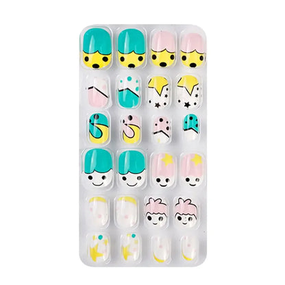 Sophisticated collection of false nails with artistic candy flower motifs, perfect for girls’ nail decoration and expressive style.