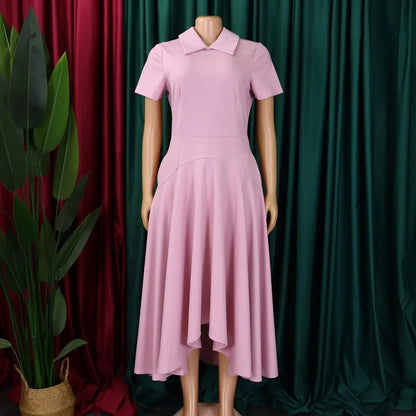 Elegant Women's A-Line Church Dress with Pleats and Short Sleeves by Hot Trends Area, perfect for summer gatherings.