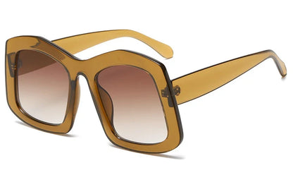 Luxury women's oversized square sunglasses featuring a stunning gradient orange tint, expertly crafted with UV400 protection and durable polycarbonate frame for stylish sun safety.