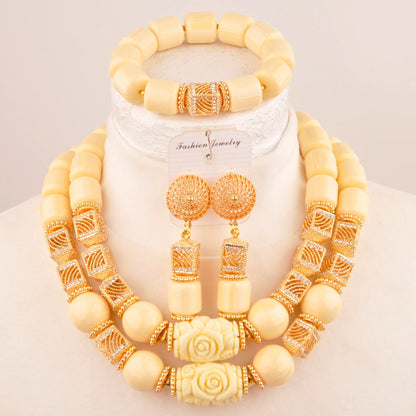 Dazzling Nigerian earrings part of an elegant bridal jewelry set, featuring artificial coral beads, designed to add a touch of luxury and sophistication to wedding attire.