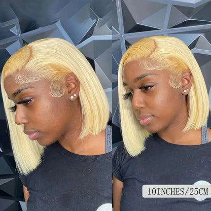 Model wearing the 613 blonde bob wig, demonstrating its versatility and elegance, ideal for sophisticated occasions and modern fashion.