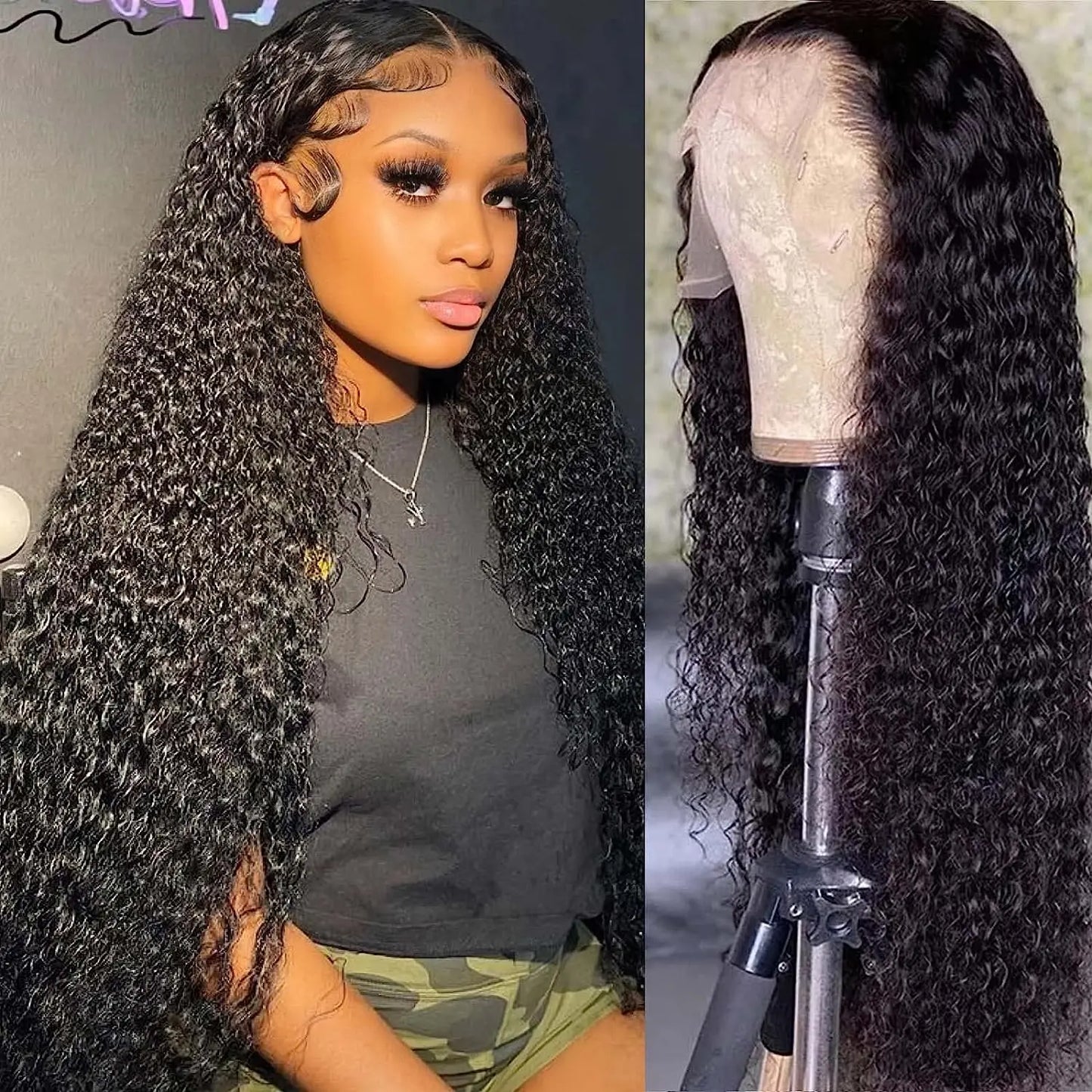 Luxury 26 Inch Deep Wave 13x6 HD Lace Front Wig made from Remy Brazilian human hair, showcasing its stunning texture and perfect for Black women.
