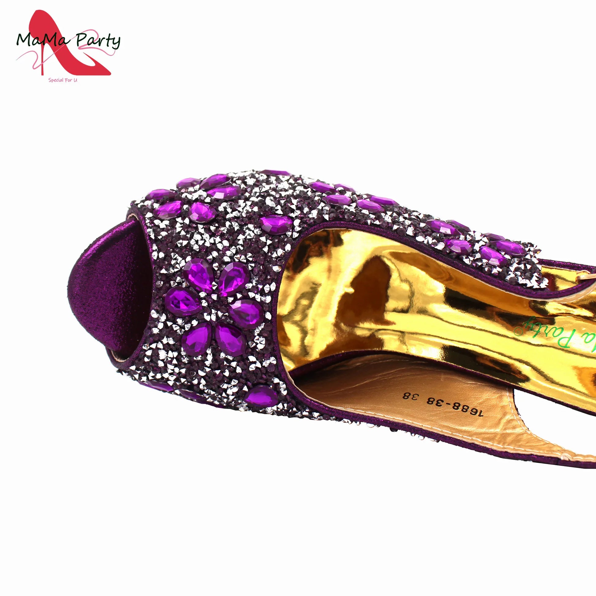 Elegant women's full crystal shoe set, including stunning red sandals and an exquisite matching handbag, perfect for special occasions.