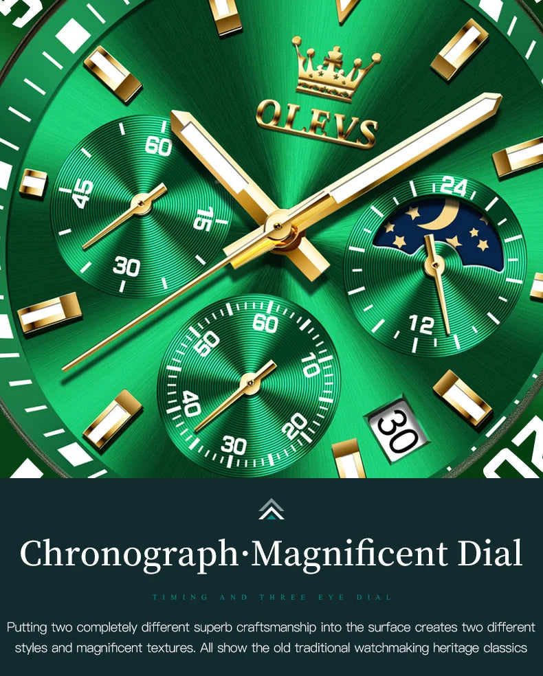 Luxury men's chronograph watch with intricate detailing, perfect for enhancing any outfit