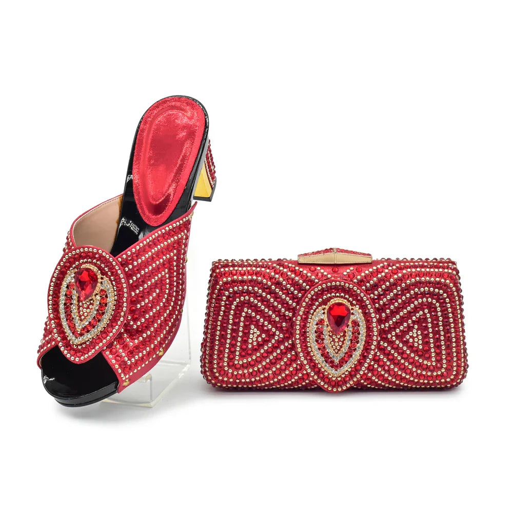 Stylish black high heel shoes with a matching handbag, showcasing exquisite craftsmanship and elegance for discerning women.