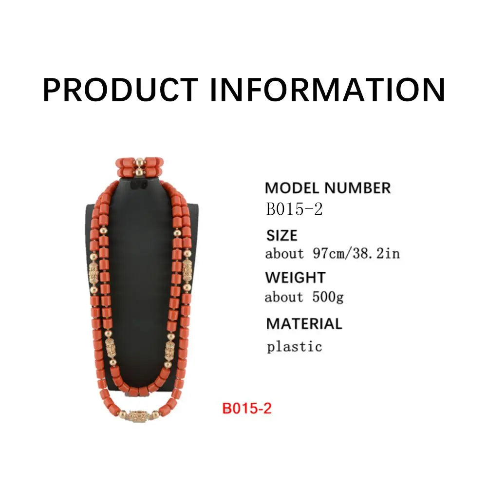 Complete view of the elegant African wedding jewelry set including necklace, earrings, and bracelet, ideal for enhancing any wedding attire.