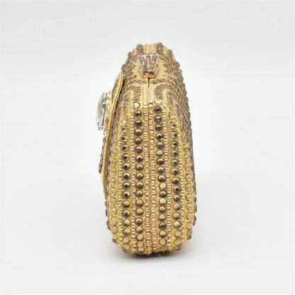 Chic and luxurious women's shoe and bag set featuring a square heel and round toe design, suitable for elegant occasions.