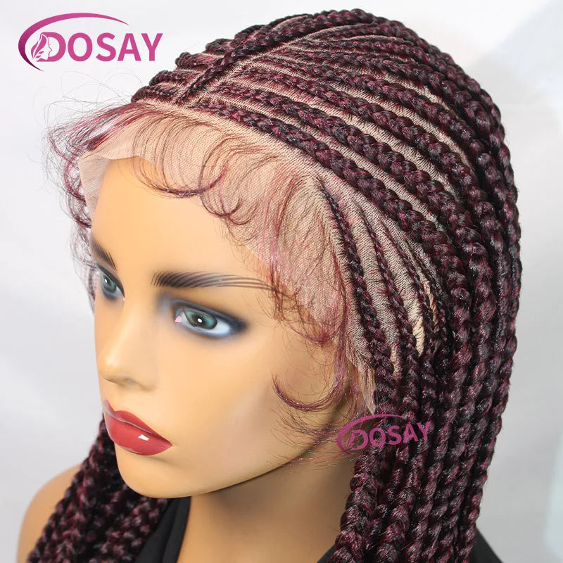 Luxurious black braided wig with high-quality full bouncy hair, showcasing intricate knotless box braids designed for everyday use.