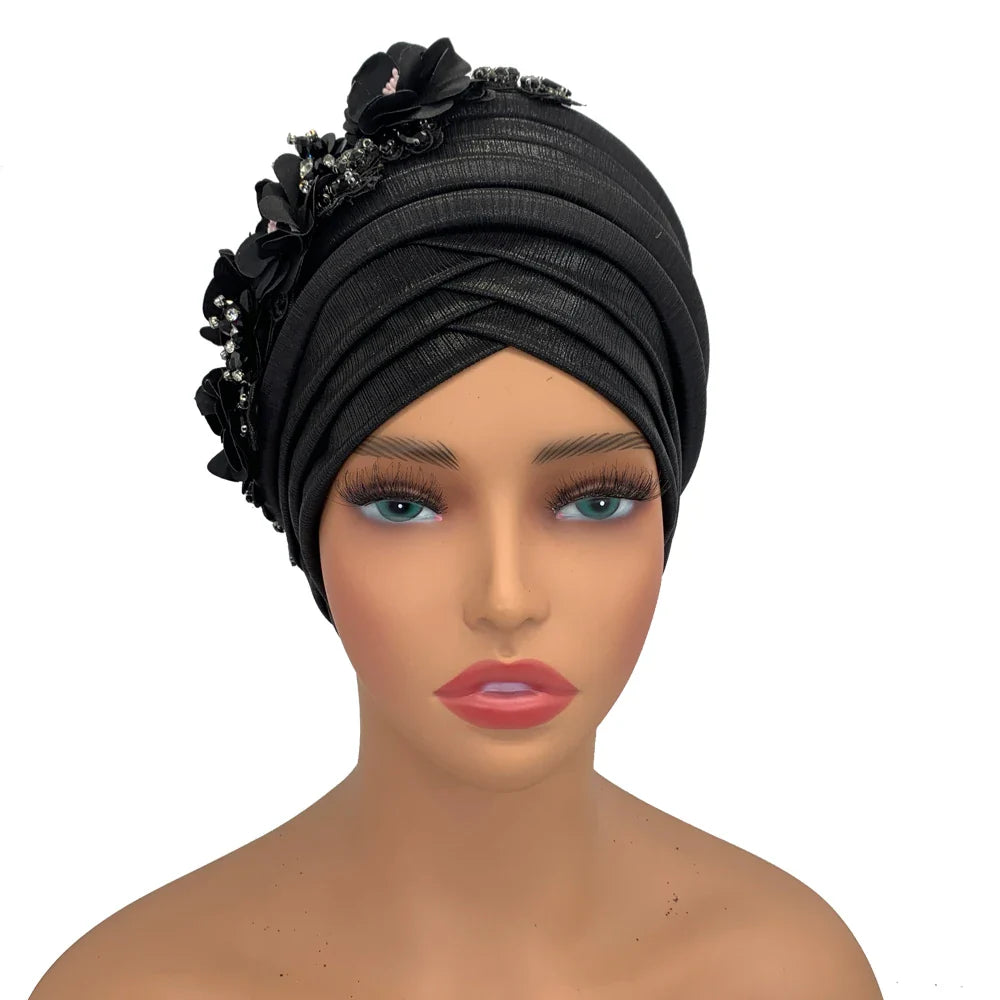 Exquisite auto gele headtie in rich fabric, perfect for adding glamour to any outfit, ideal for special occasions.