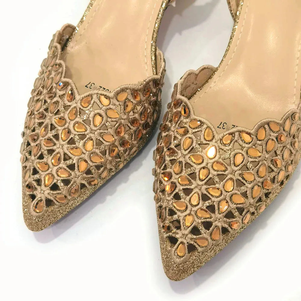 Elegant women's hollowed out shoes featuring spike heels, perfect for special occasions and parties.