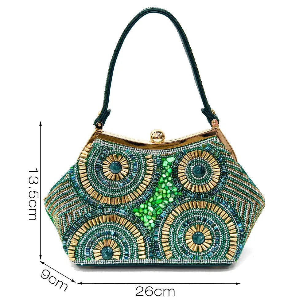 Luxurious women's pointed toe pumps in a stunning colour, paired with a fashionable handbag featuring a metal handle, ideal for upscale events.