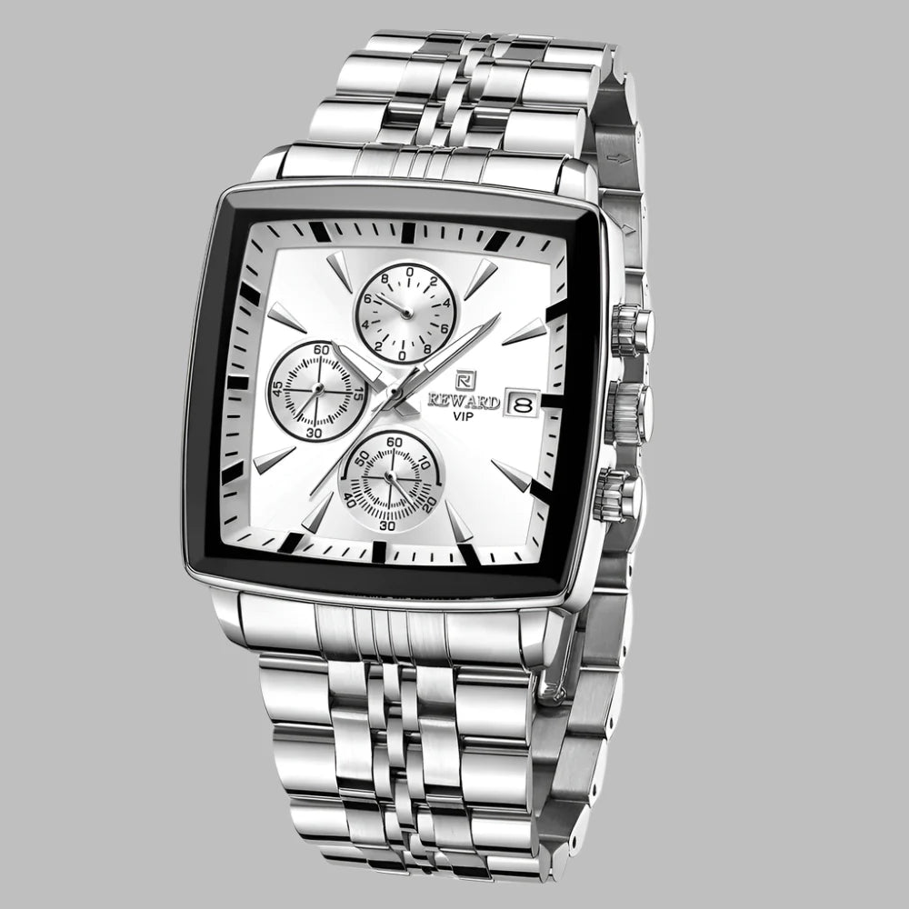 Men's luxury waterproof smart watch featuring advanced functions including stopwatch, backlight, and automatic date display.