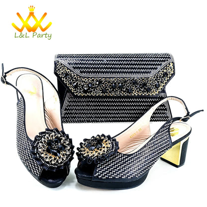 Stylish green crystal evening sandals paired with a matching clutch, an elegant choice for women attending weddings and parties.