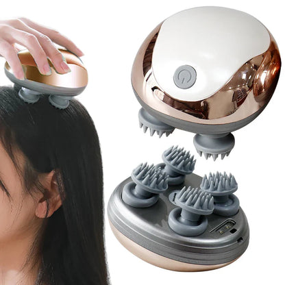 Luxurious rechargeable electric scalp massager designed for enhanced hair growth, featuring a sleek and elegant handheld design.