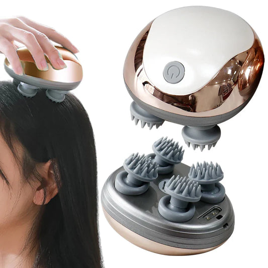 Luxurious rechargeable electric scalp massager designed for enhanced hair growth, featuring a sleek and elegant handheld design.