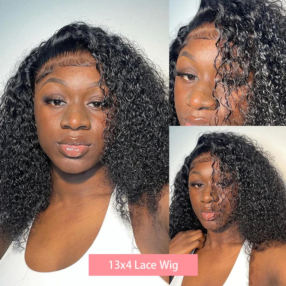 High-quality lace front wig with deep wave curls, designed for a natural look, made from fine Remy human hair.
