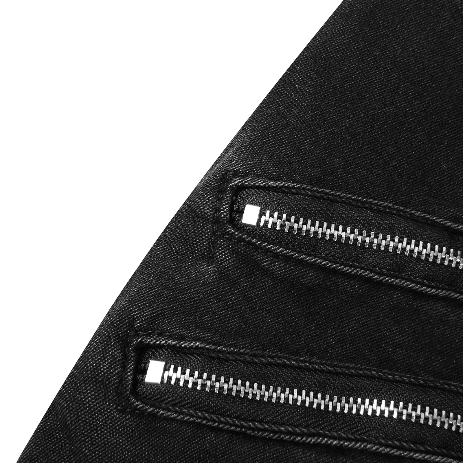Close-up of sophisticated mid-weight men's denim joggers featuring a fashionable skinny fit and trendy ripped details, ideal for contemporary street style.